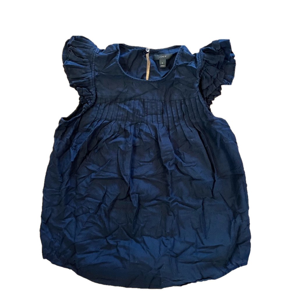 J. Crew Black ruffle cap sleeves gathered front Sleeveless Top/Tank Size 8